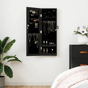 Armadio Portagioie con Specchio a Muro Nero 30x8,5x90 cm 353212