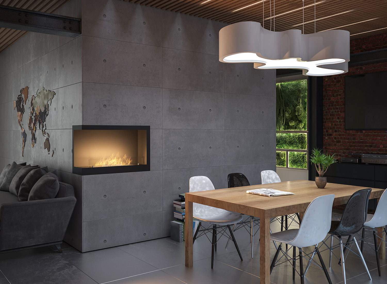 Camino a Bioetanolo da Incasso 84x54 cm Inside L800 V1 Angolo a Sinistra Nero con Vetro