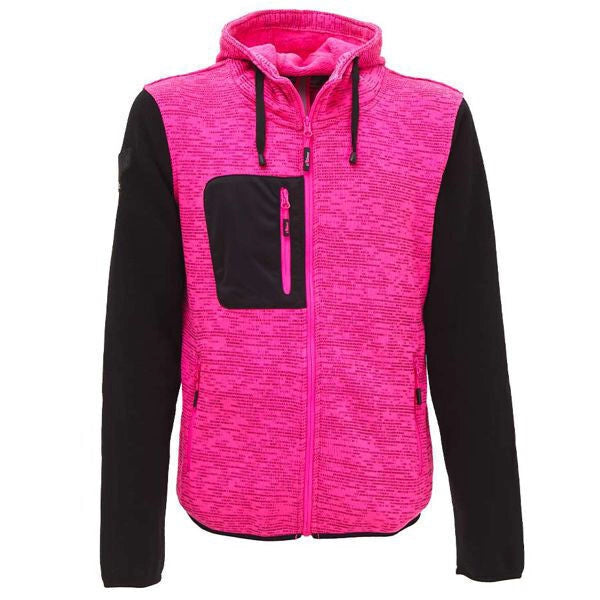 U-power EY174BF Rainbow Felpa Full Zip Donna Pile Cappuccio Regolabile Tasche con Zip colore Black Fucsia