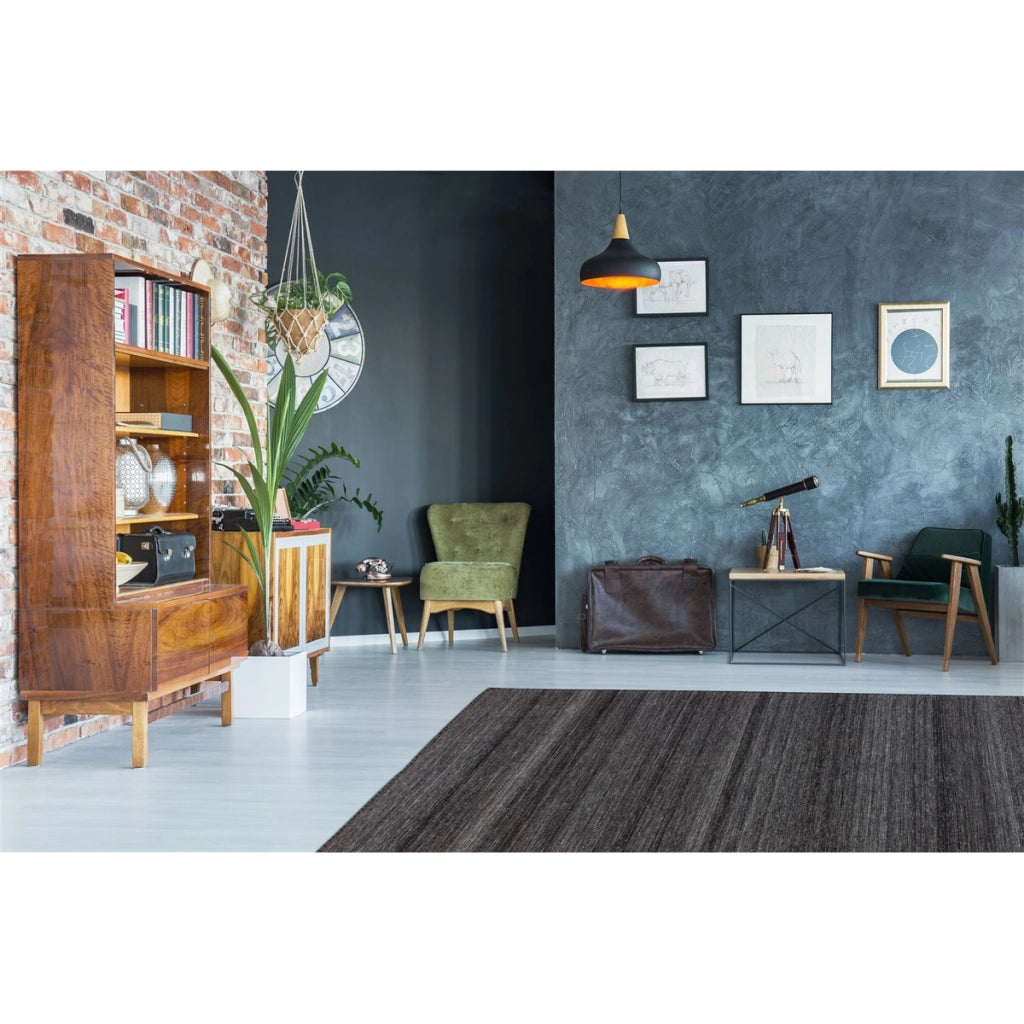 Tappeto Jacquard Phoenix in lana antracite
