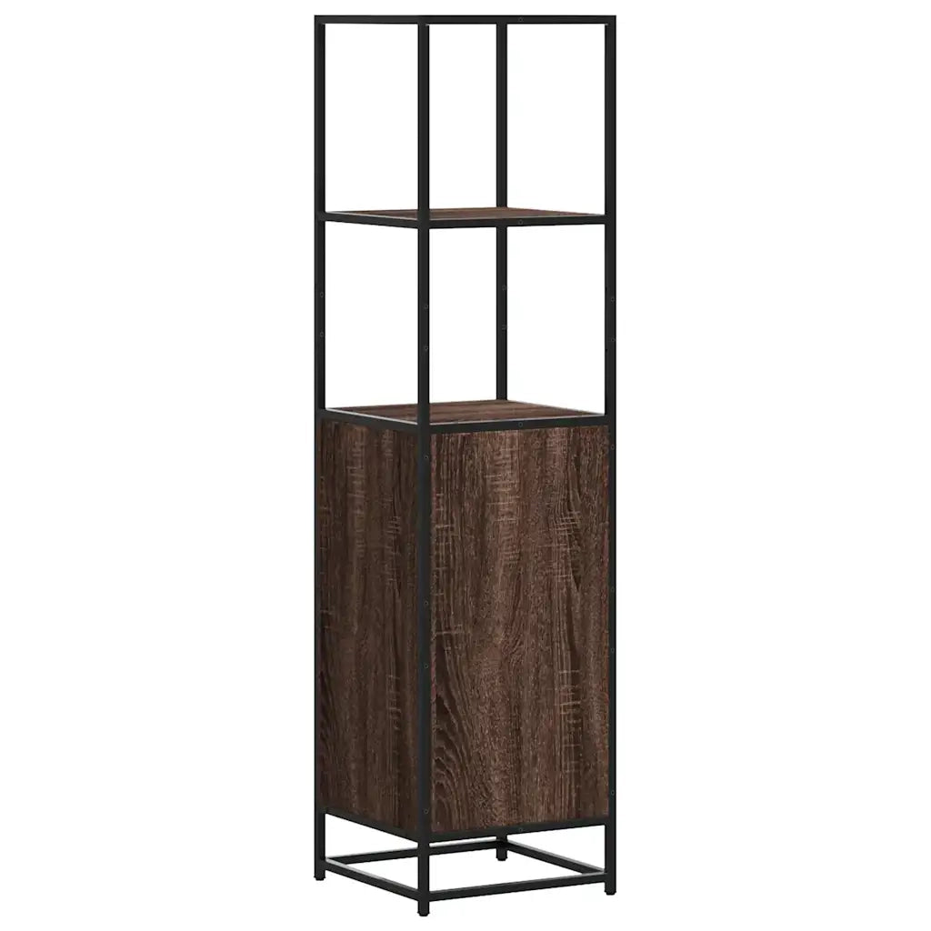 Credenza | Madia | Buffet da pranzo | Armadio da pranzo Rovere Marrone 35,5x35x139cm Legno Multistrato Metallo
