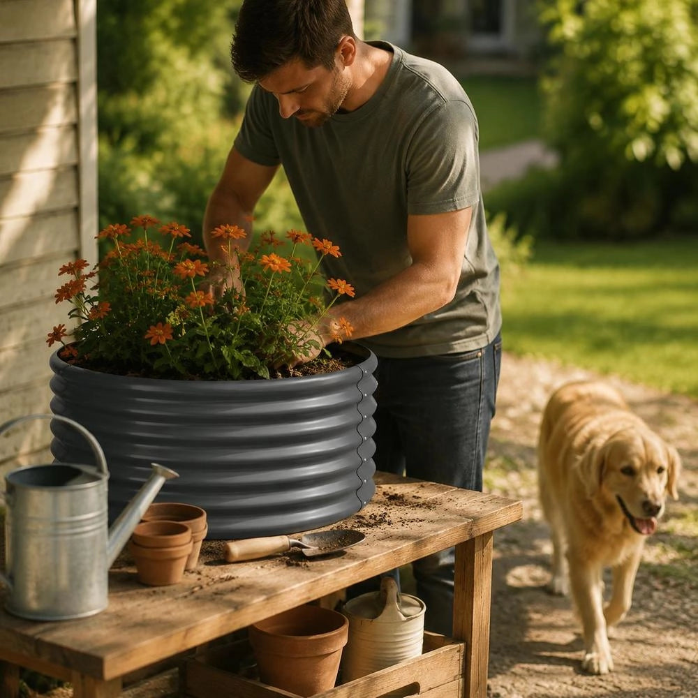 Plant Pot, Galvanized Steel, 80x80x36 Cm, Anthracite