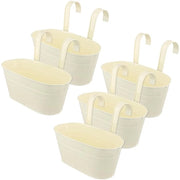 Set di 5 contenitori in metallo da appendere beige, contenitori per piante da appendere, contenitori per piante da appendere con gancio per balcone, giardino e decorazione esterna.