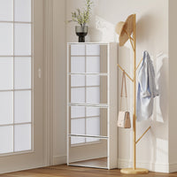 Scarpiera a Specchio 63x17x146 cm a 4 Ante Antiribaltamento in Legno Bianco
