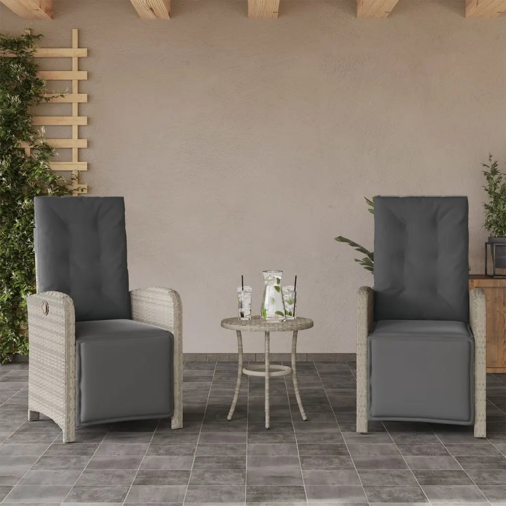 Set da Bistr¨° 3 pz | Set Salotto da Giardino con Cuscini Grigio Chiaro in Polyrattan