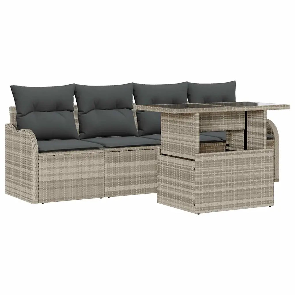 Set Divano da Giardino con cuscino 5 pcs Grigio chiaro
