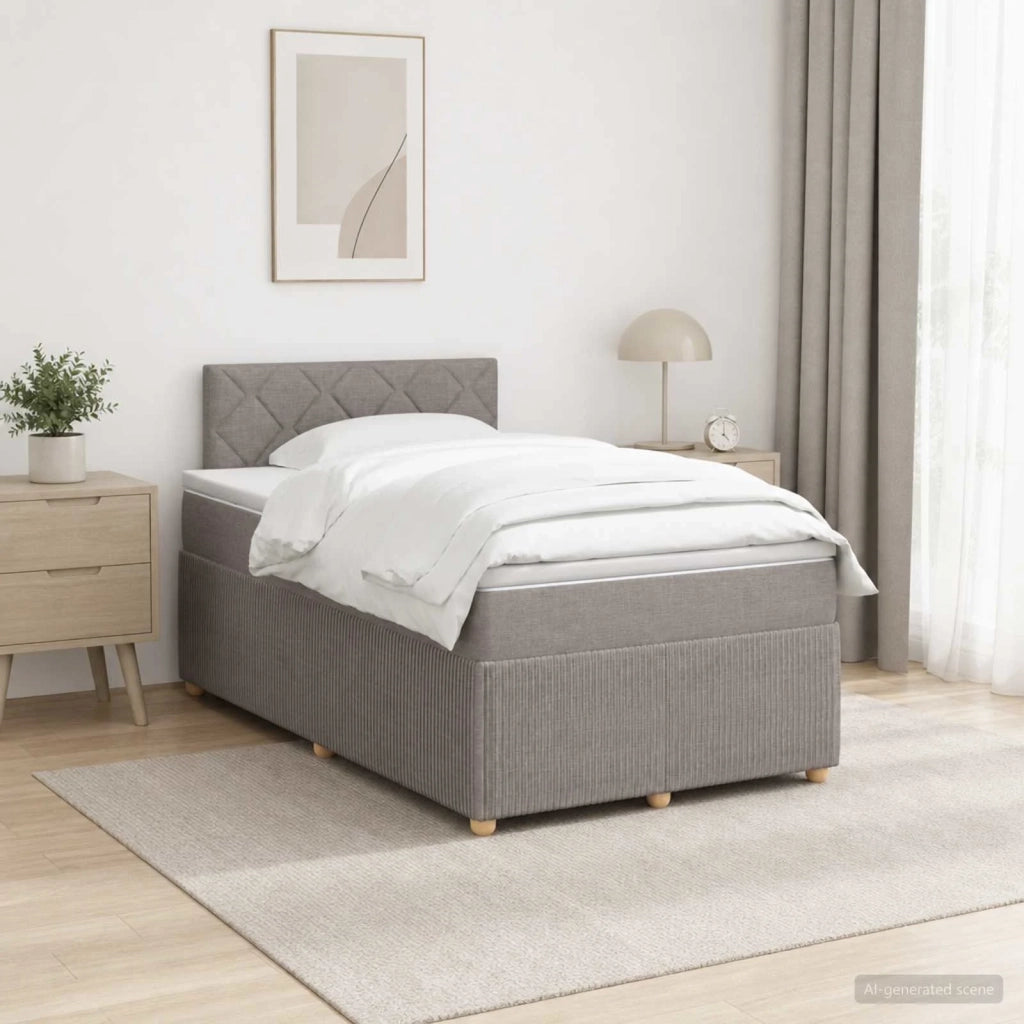Letto box spring con materasso Tortora 120 x 200 cm Tessuto 3451451