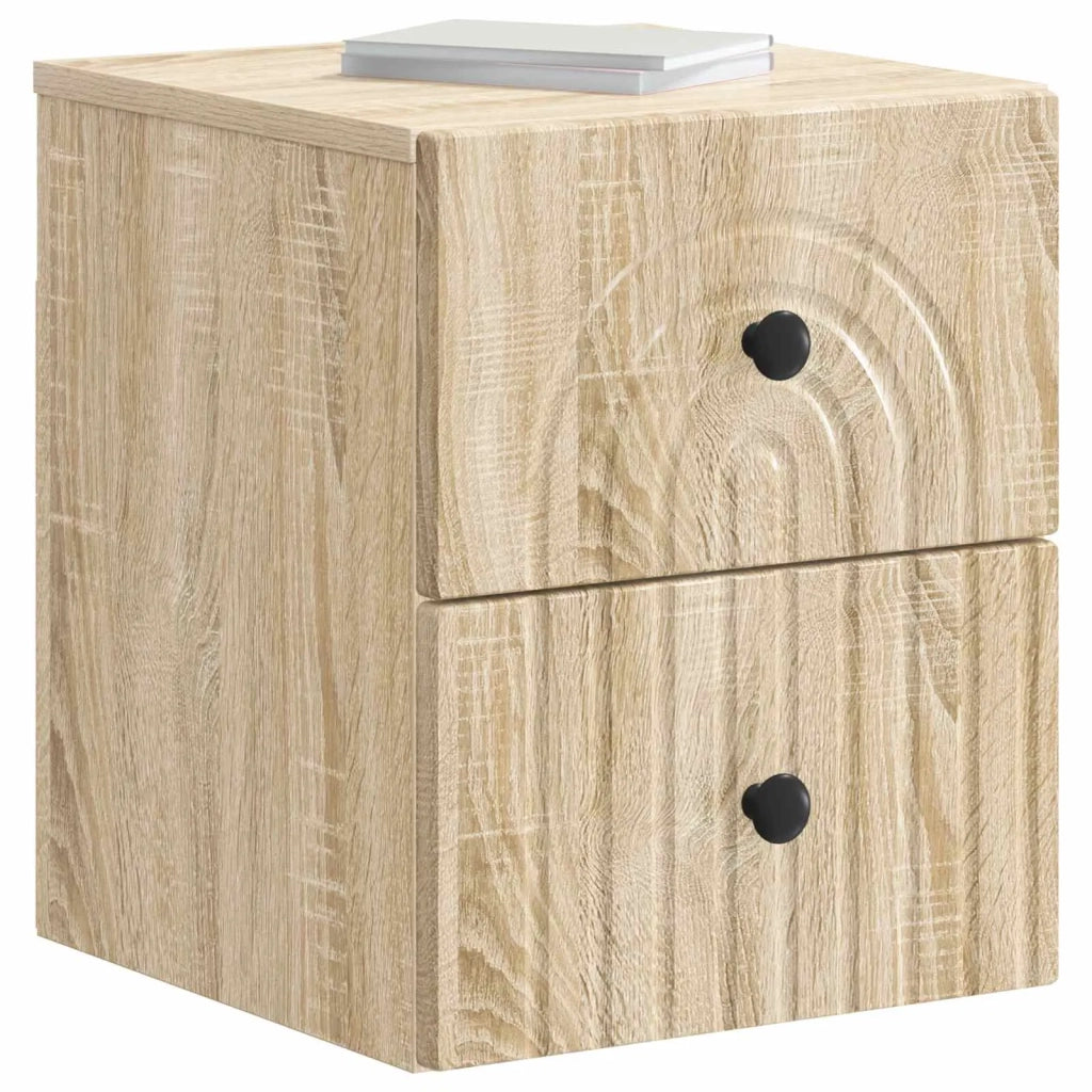 Comodino | Armadio da Notte | Mobiletto da notte a muro Rovere Sonoma 33 x 34,5 x 40 cm