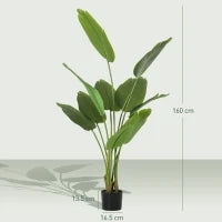Pianta Artificiale da 160 cm a 10 Foglie in PEVA Verde con Vaso da Ø16.5x13.5 cm