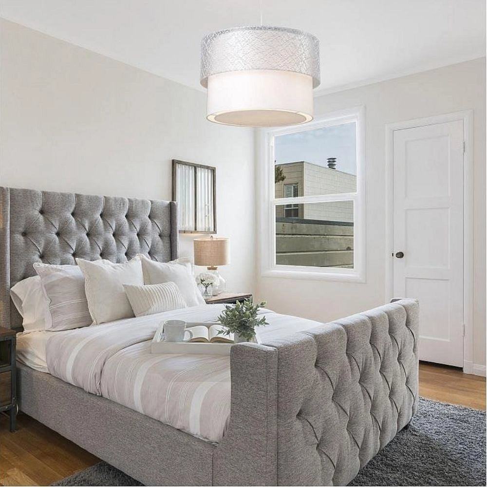 Lampada a sospensione in tessuto Polo MDL2355 colore grigio