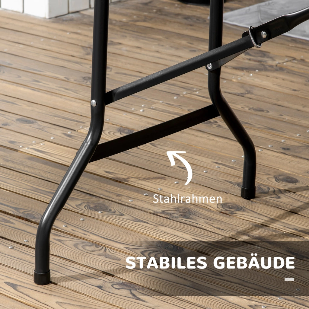 Tavolo da esterno; tavolo da giardino; per 6 persone; pieghevole; dall'aspetto legno; grigio scuro; 180 x 75;5 x 73 cm