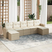 Set Divani da Giardino 7 pz con Cuscini Beige in Polyrattan 3251675