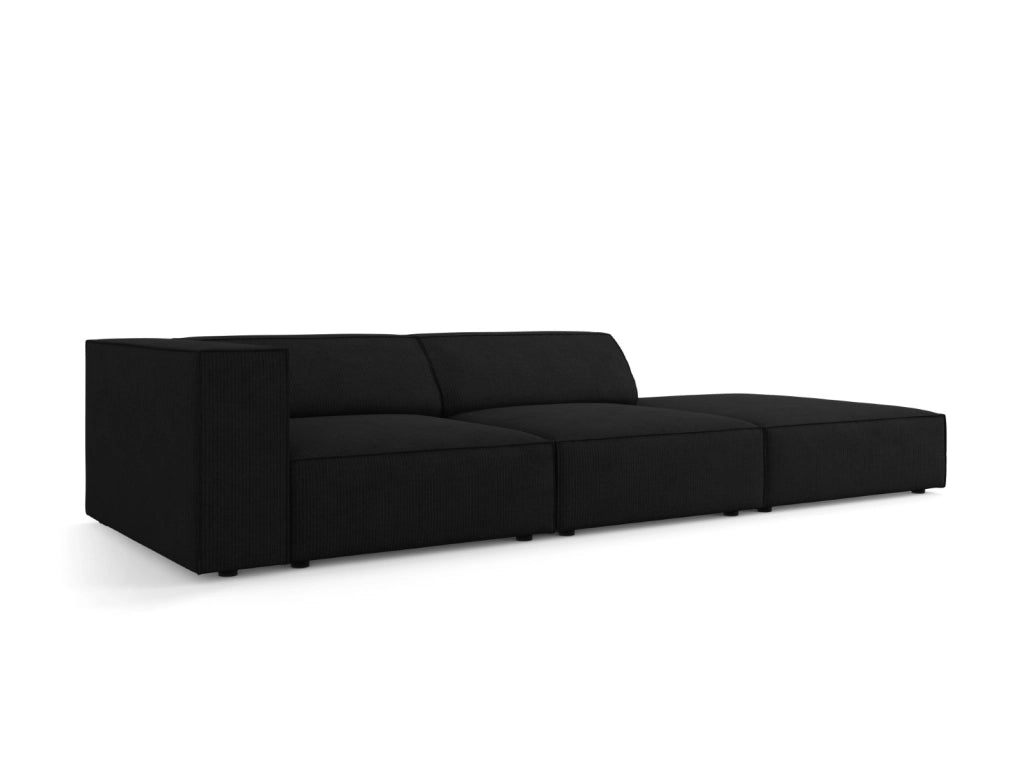 Cosmopolitan Design - Divano destro "Arendal" 4 posti in ciniglia con effetto a coste nero 