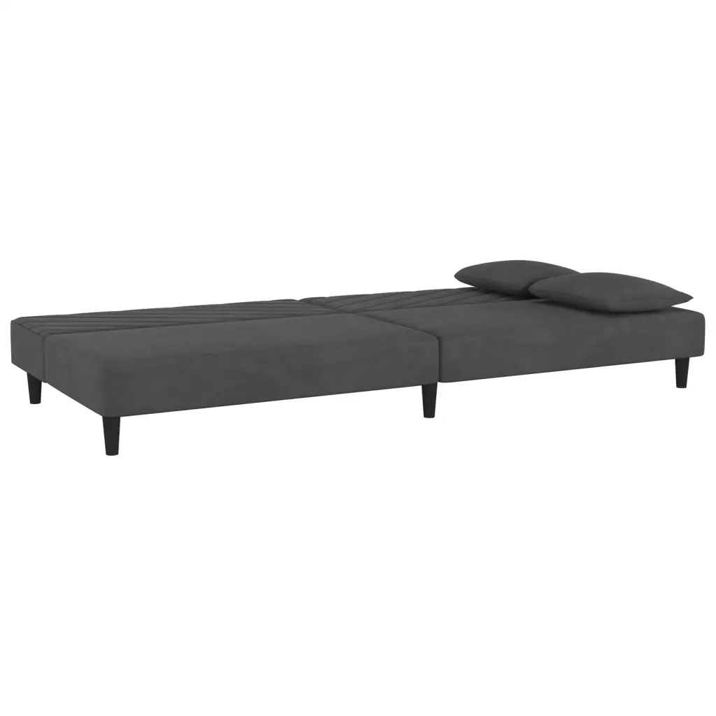 Divano letto | Sof¨¤ letto | Letto singolo a 2 Posti con 2 Cuscini Grigio Scuro in Velluto