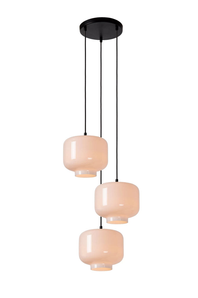 Lampada a sospensione Medine Lucide 3 luci vetro bianco