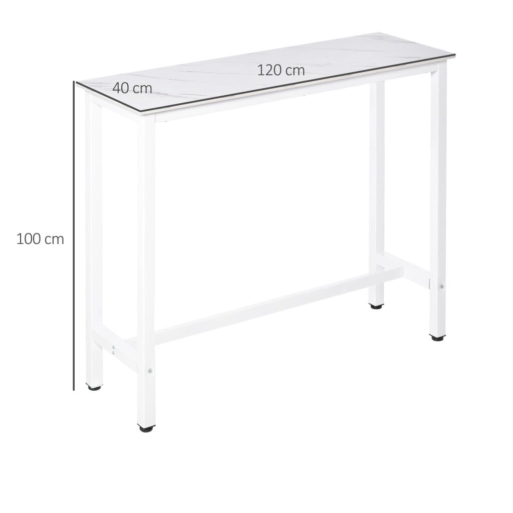 Tavolo alto da bar ¨C Xylo ¨C 120x40x100 cm acciaio effetto marmo bianco