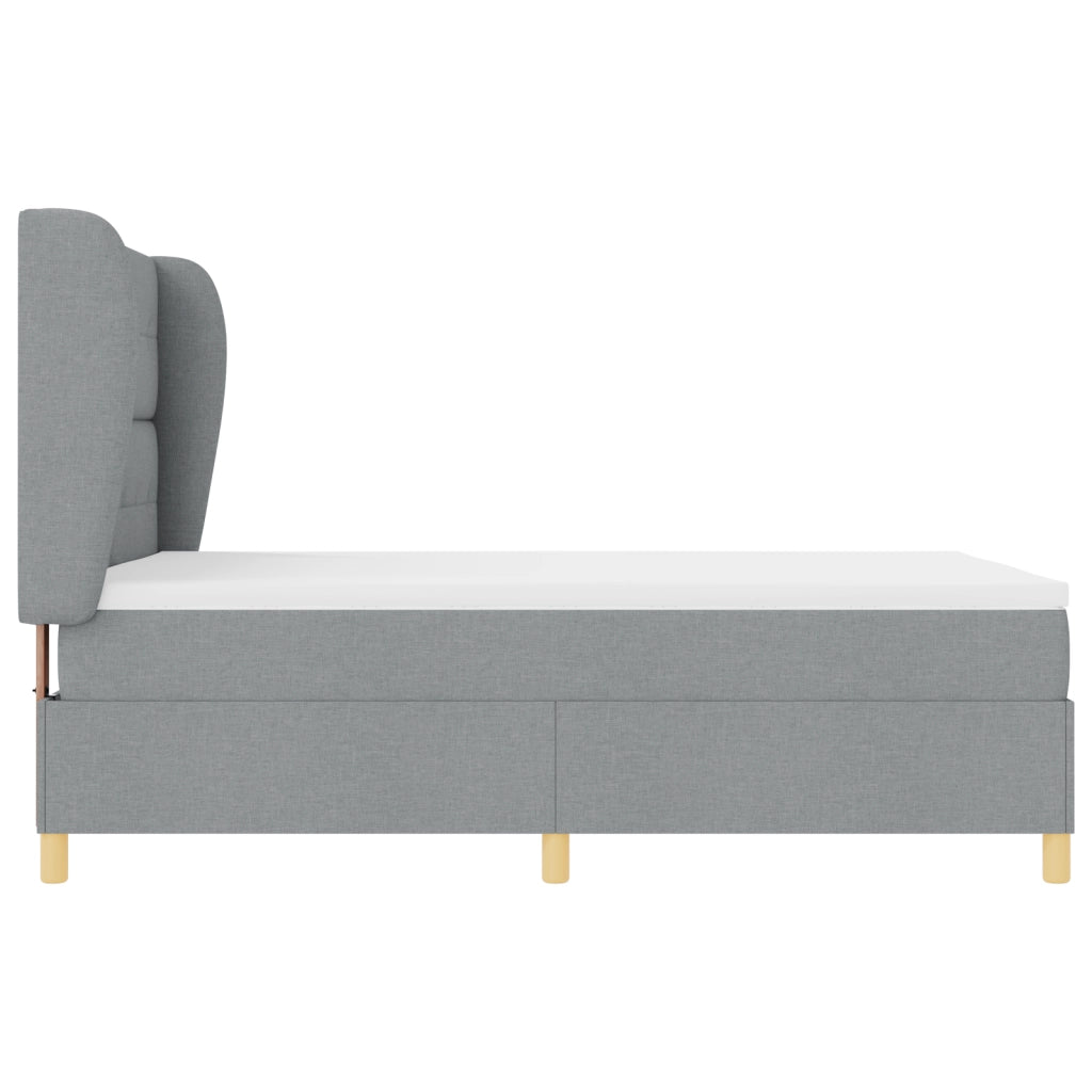 letto a box spring  con materasso grigio chiaro 140x200 cm in tessuto