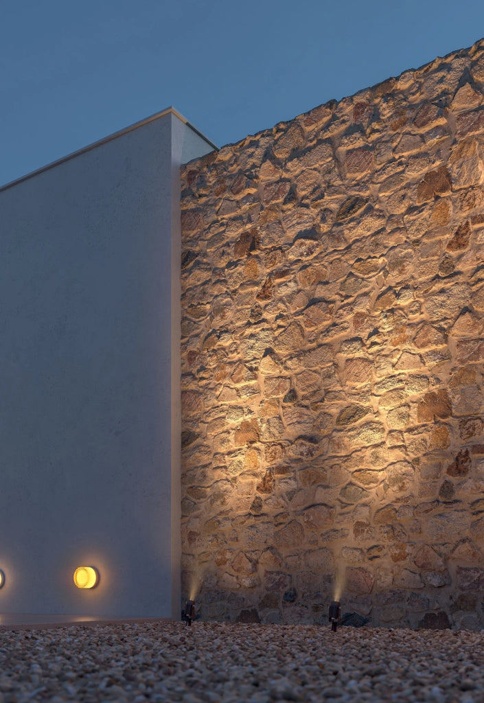 Zas Proiettore LED da Esterno quadrato 7W 3000K Fascio 40 gradi Finitura Corten Strutturato per Illuminazione Architetturale Giardino Outdoor