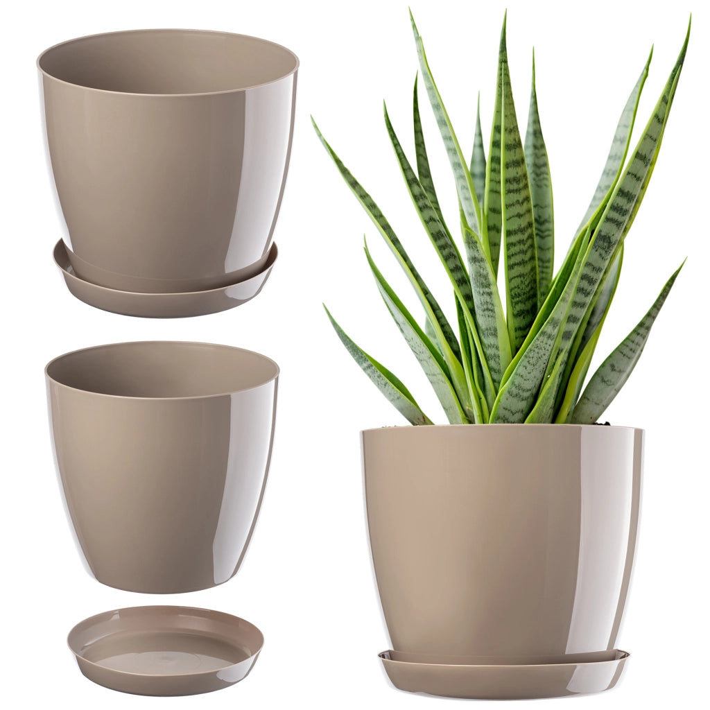 Vaso da fiori KADAX con supporto e coperchio in plastica, 12 cm, beige.