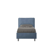Letto imbottito Singolo 80x190 cm Antea - Contenitore,Microfibra,Blu