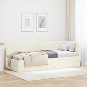 Cornice del letto ad angolo Crema 80 x 200 cm Velluto