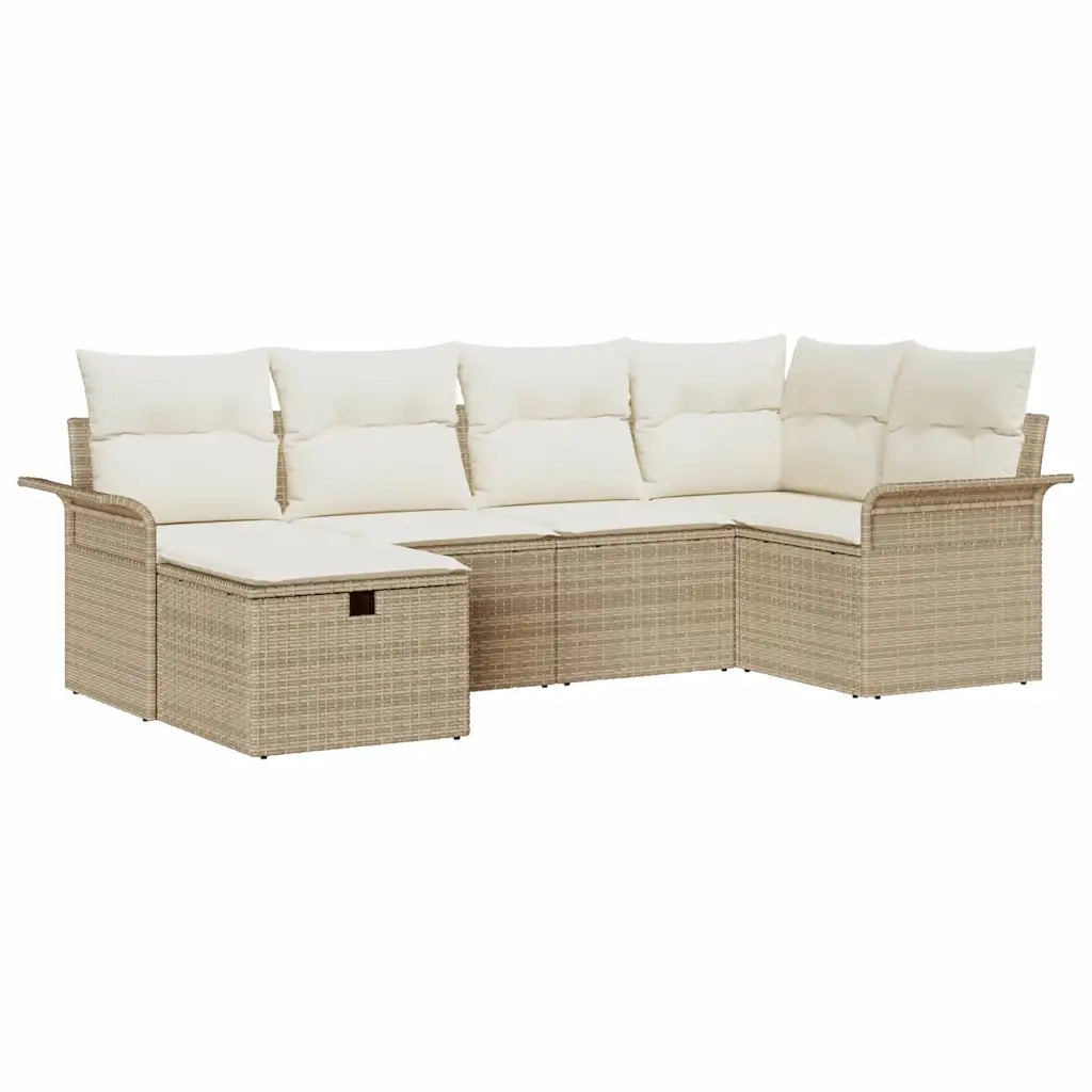 Set Divano da Giardino 6 pcs Beige e Crema polyrattan