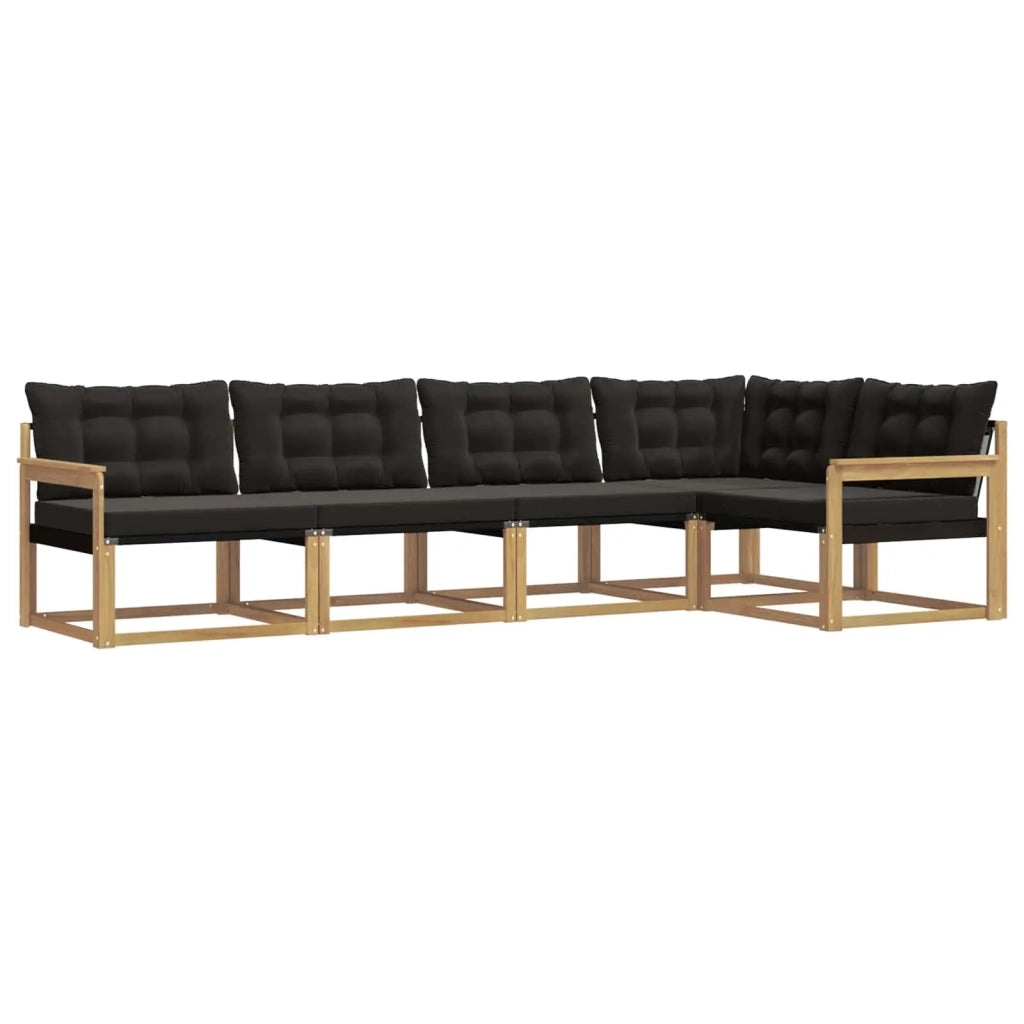 Set di divani da esterno con cuscino 5 pcs Bianco e Nero