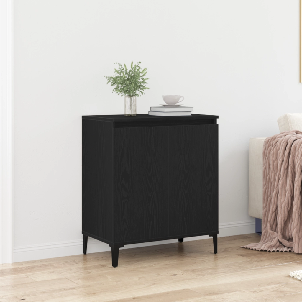 Credenza Nera in Rovere 60x35x70 cm in Legno Ingegnerizzato