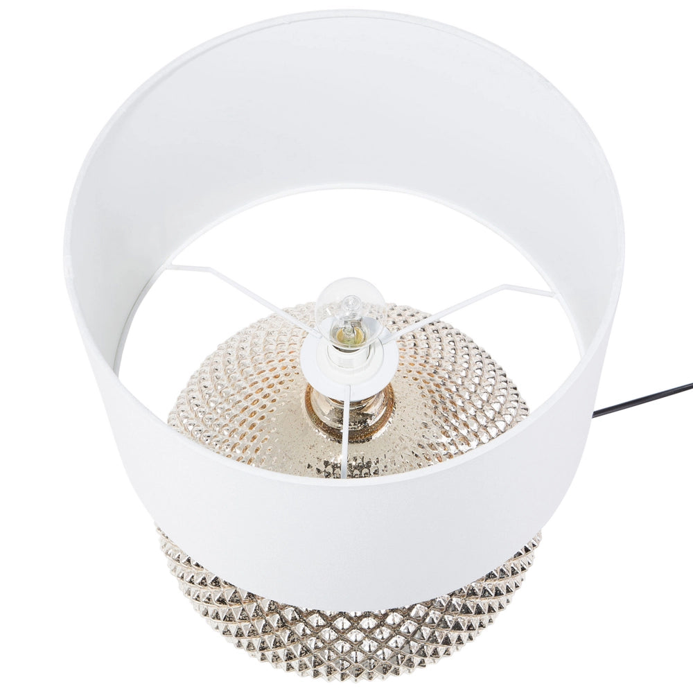 Lampada da Tavolo Metallo dorato 55H cm Paralume paralume in policotone Bianco Glam