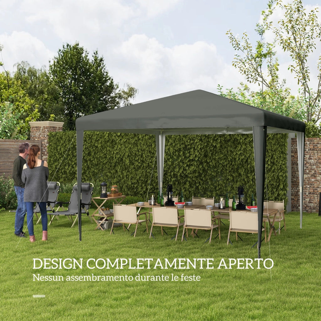 Gazebo da Giardino 3x3 m Pieghevole e Portatile per Feste con Copertura Anti UV Grigio