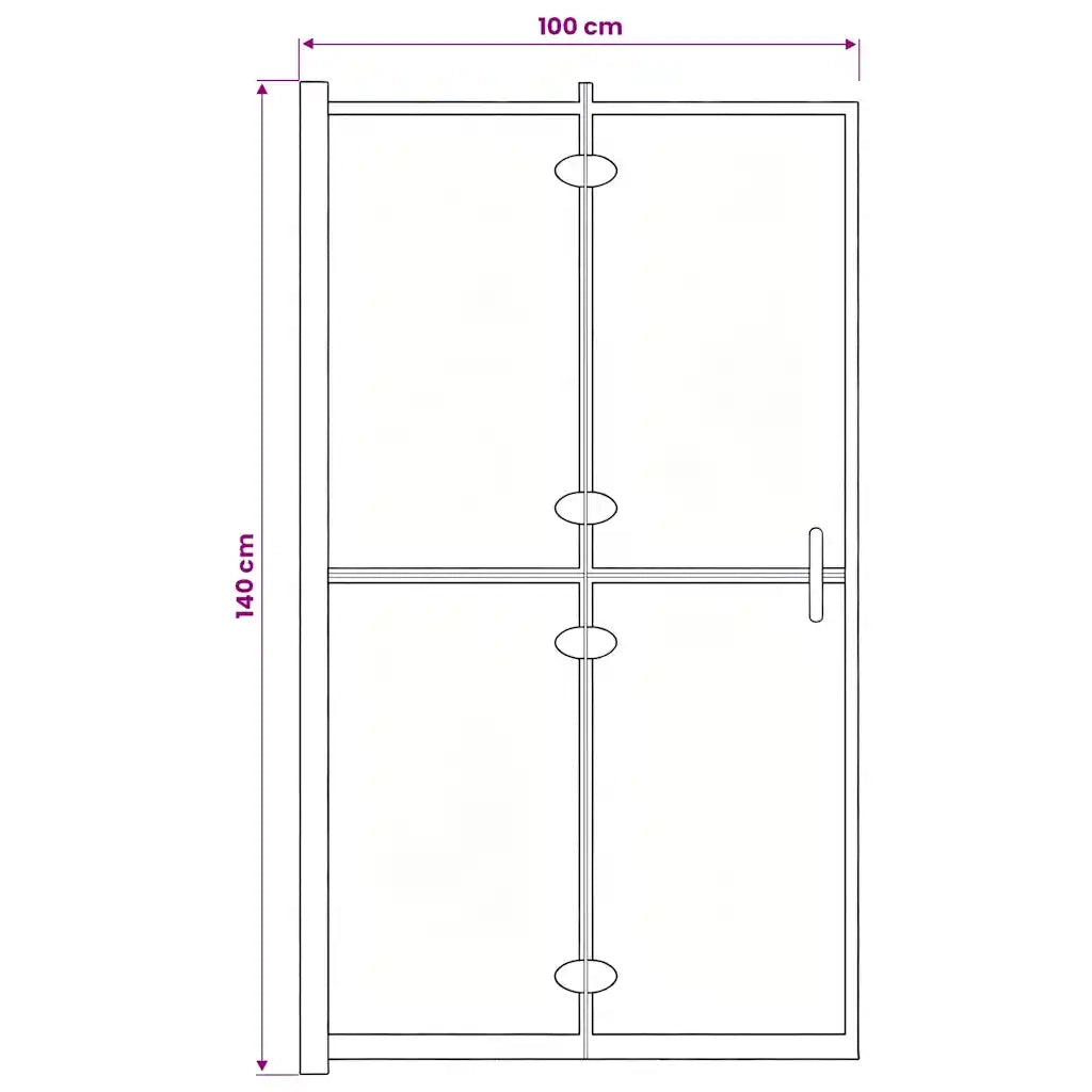 Pannello Doccia Pieghevole in ESG 100x140 cm Nero CFW8592348
