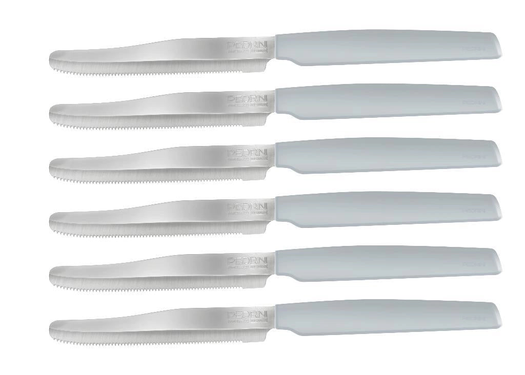 Set 6 Coltelli da Tavola Cucina Active Lama Seghettata Azzurro Polvere