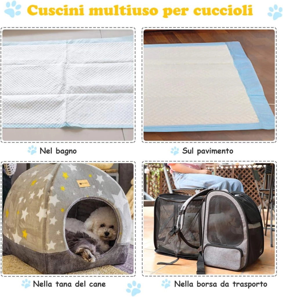 Tappetini Igienici Grandi per Animali, Traverse Animali a 5 Strati, Assorbe Bene Senza Perdite (60 x 60 cm 100 Pezzi)