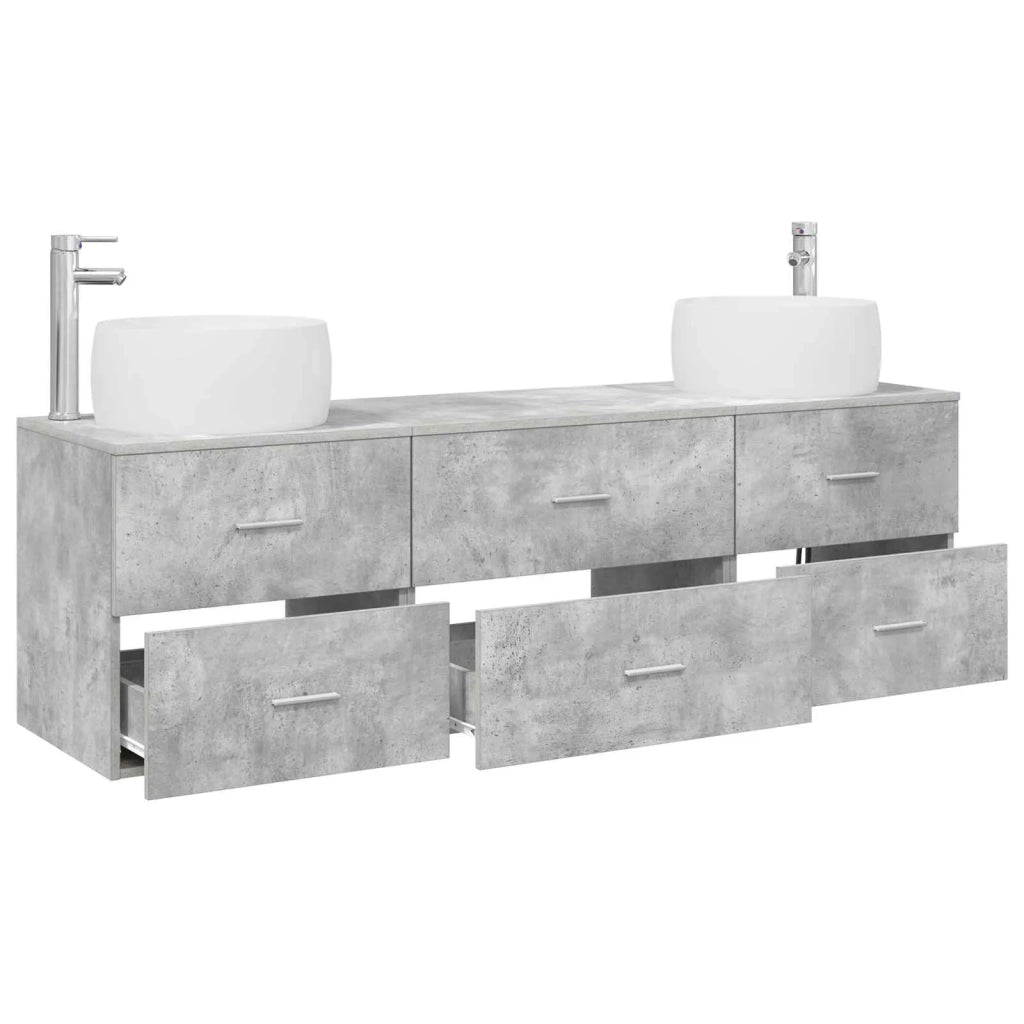 Set di mobili per il bagno 3 pz Grigio Cemento 3405918