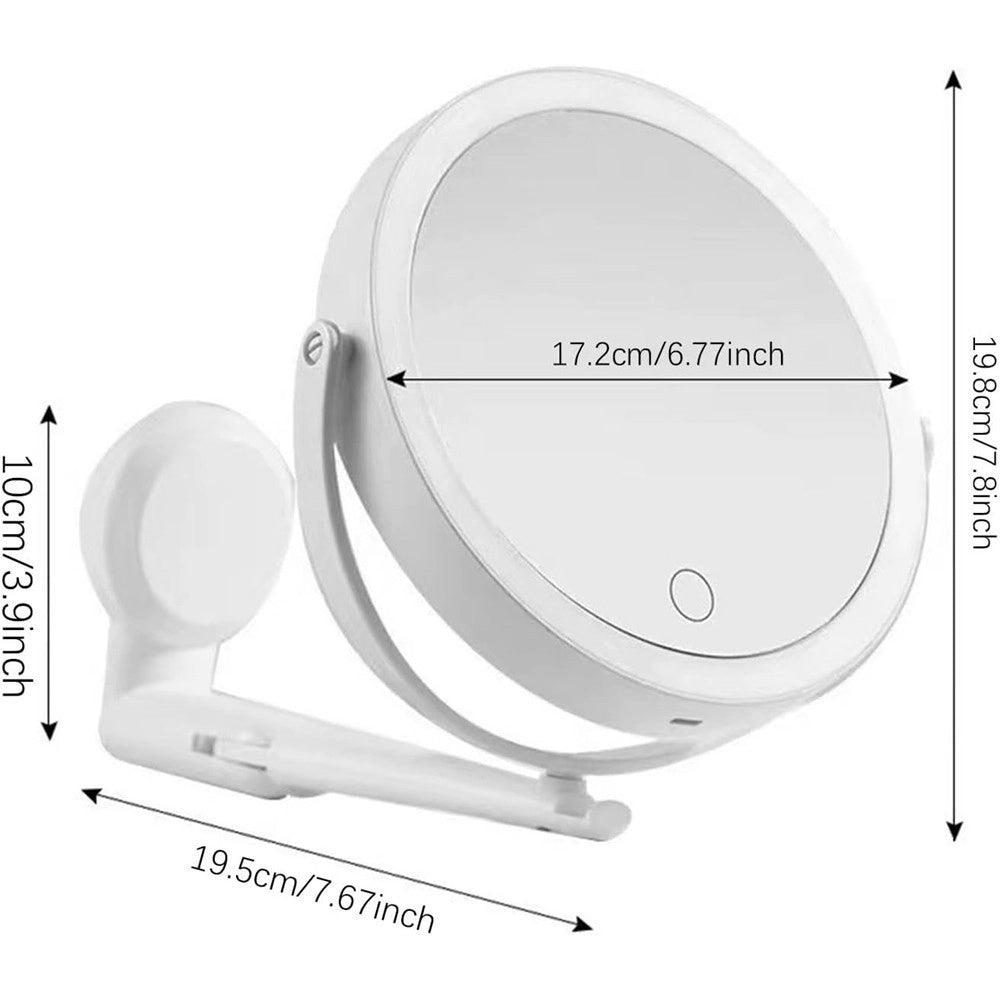 Trade Shop - Specchio Trucco A Parete Illuminato Con Ingrandimento Dimmerabile Led Ricaricabile Touch -