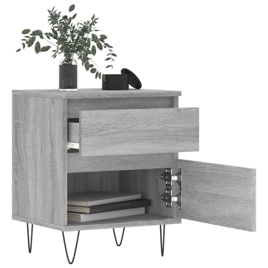 Comodini 2pz Grigio Sonoma 40x35x50 cm in Legno Multistrato 830681