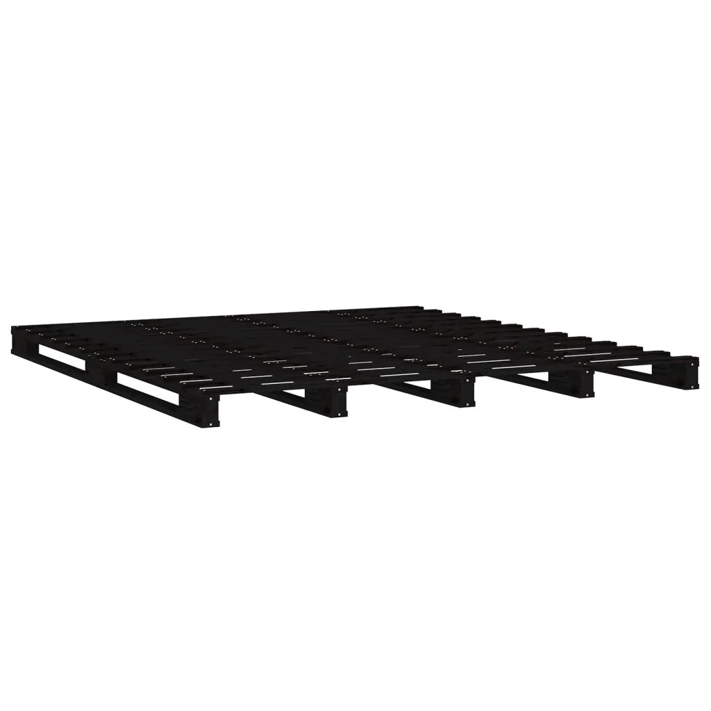 Letto a Pallet Nero 135x190 cm Double Legno Massello di Pino 821436