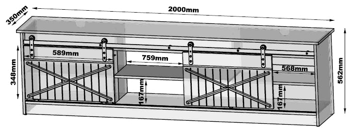 MOBILE TV CON CAMINETTO ELETTRICO GRANERO INCORPORATO cm200x35x57 LEGNO ANTICO
