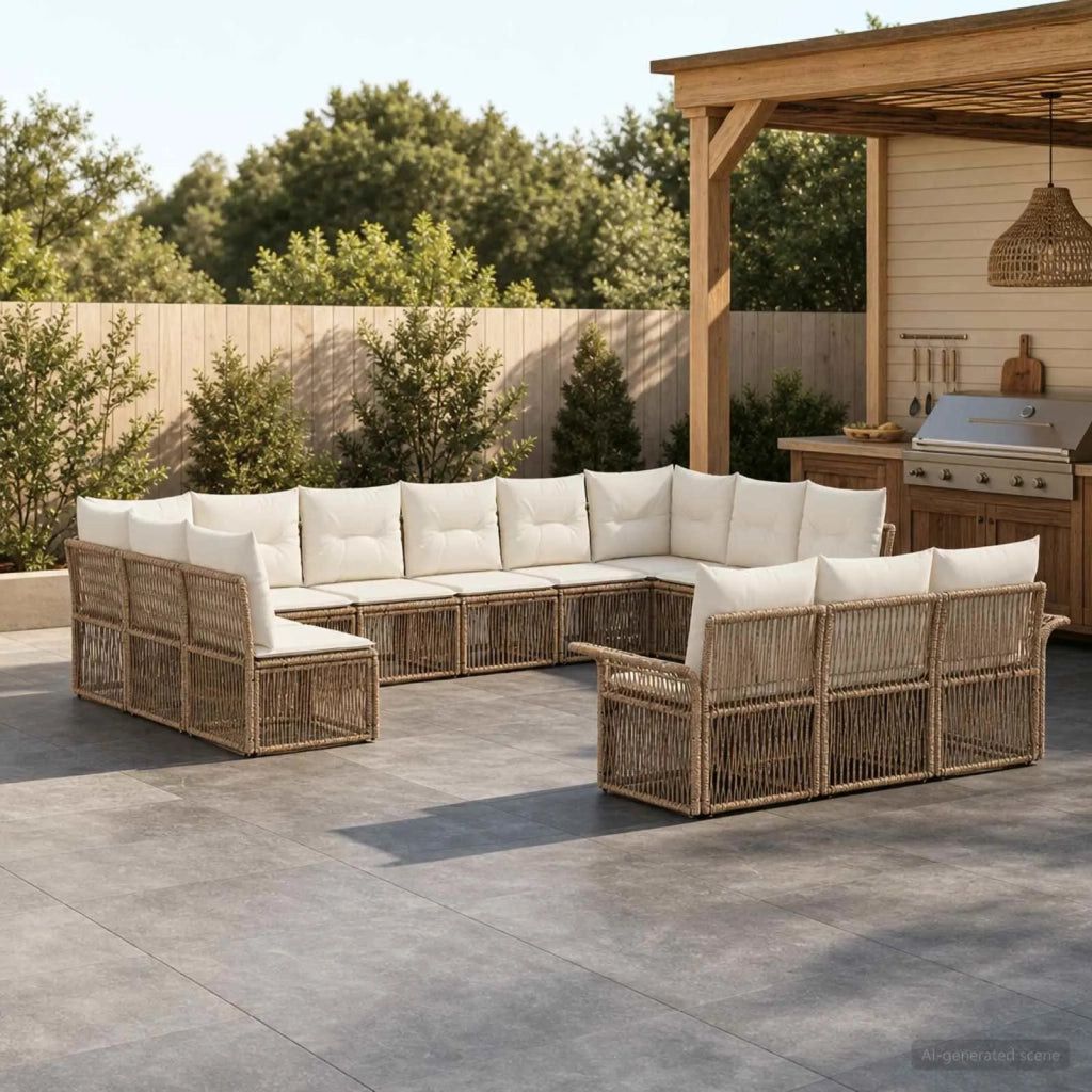 Set Divano da Giardino 13 pz Beige polyrattan 3434982
