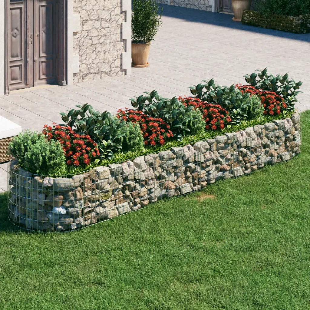 Gabbione con Fioriere | Cassetta per fiori | Letto Rialzato in Ferro Zincato 400x100x50 cm
