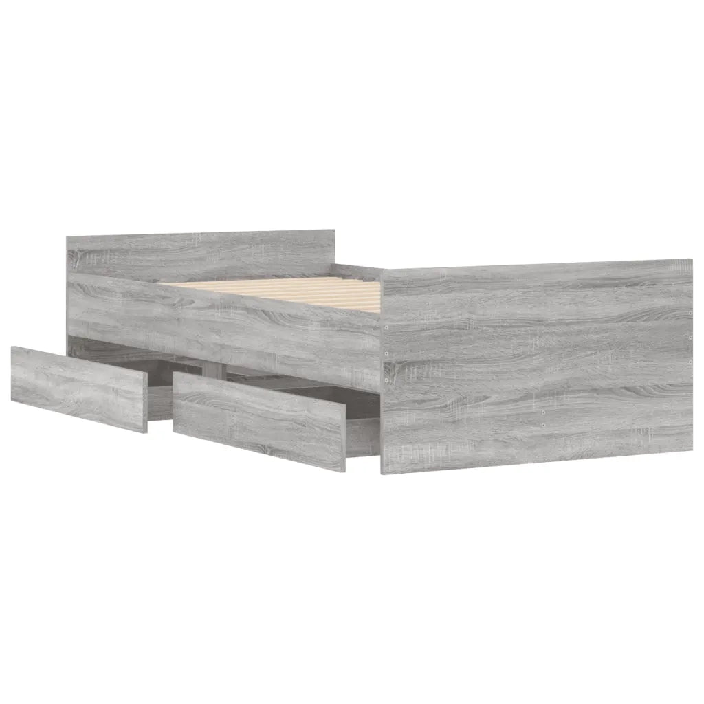 Letto singolo | Letto per adulti | Giroletto con Cassetti Grigio Sonoma 75x190 cm Small Single