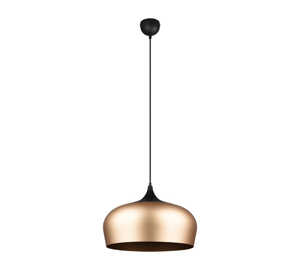 Lampada a sospensione, metallo, nero e ottone satinato,  D 45 cm, Chiron