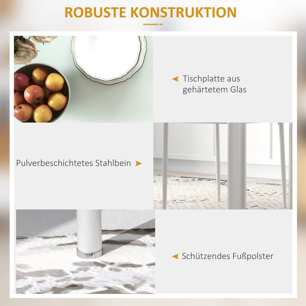 Set tavolo da pranzo con 4 sedie ¨C Xylo ¨C Piano vetro temperato bianco design moderno
