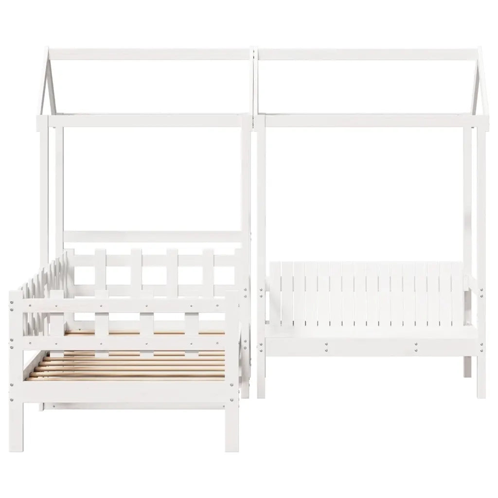 Set Dormeuse e Panca con Tetto Bianco 80x200cm Massello Pino