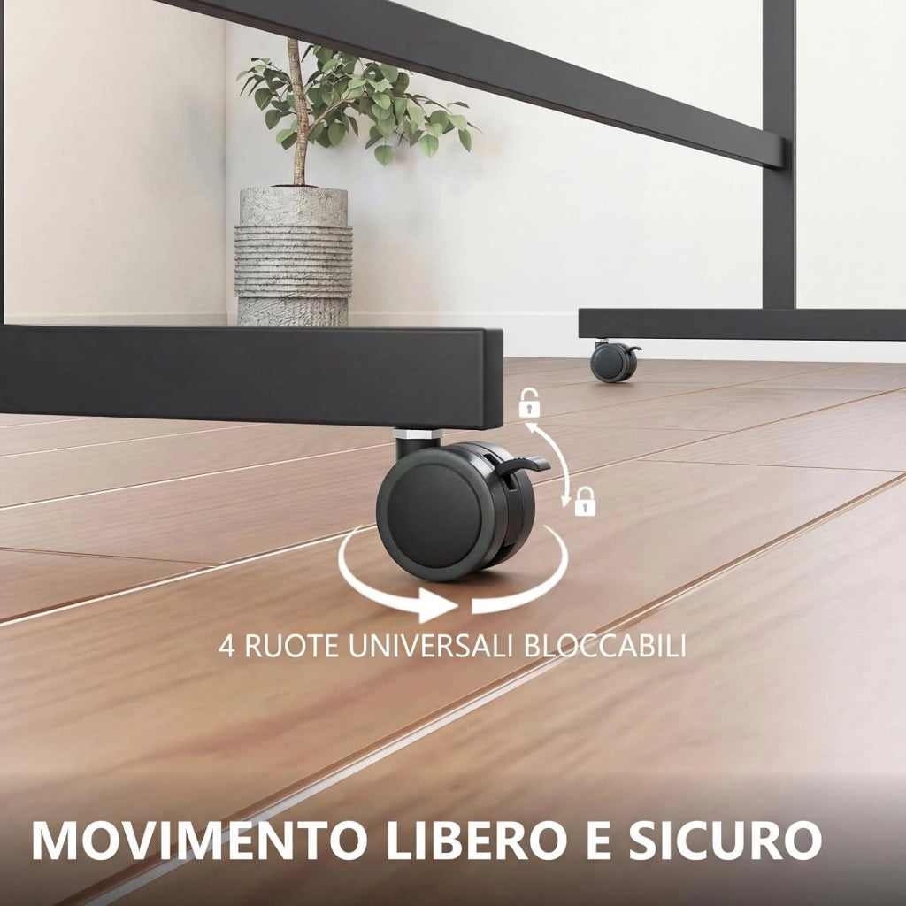 Lavagna Bianca Mobile, Lavagna Magnetica Cancellabile Doppia Faccia con Cavalletto, 2 Altezze Regolabili e Ruote Bloccabili (156 x 54 x 175/195 cm,Nero)