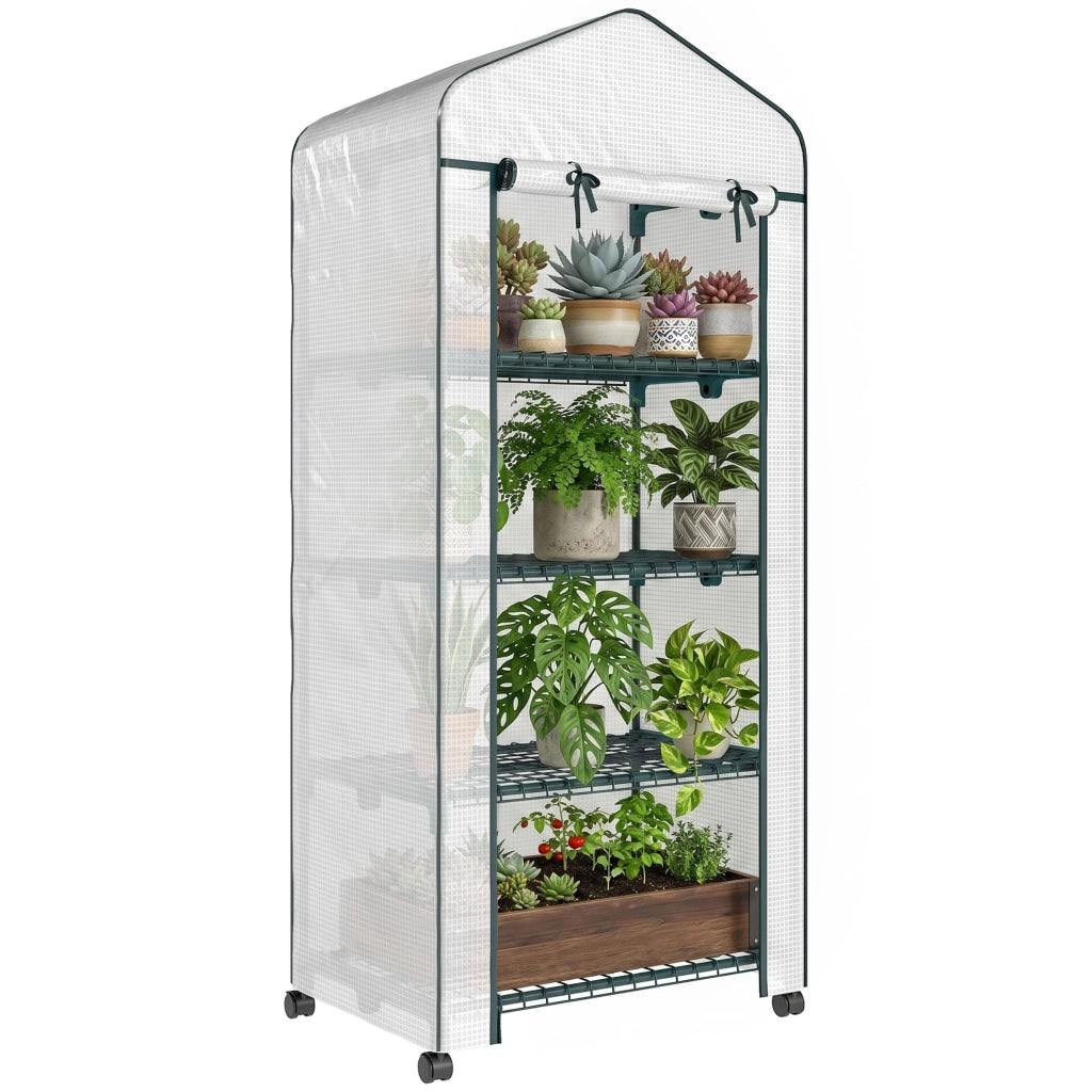 Serra da balcone 4 livelli ¨C zephmum ¨C bianco acciaio 69x50x165 cm
