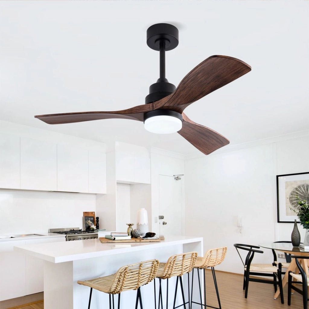 Ventilatore da soffitto bianco moderno 42 pollici con luce e telecomando, bestseller, design elegante, motore DC silenzioso reversibile