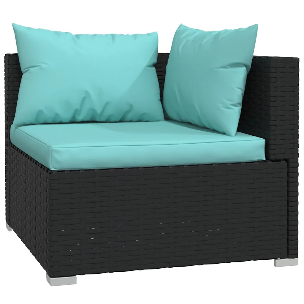 Set Divano da Giardino 5 pz con Cuscini in Polyrattan Nero 3101657