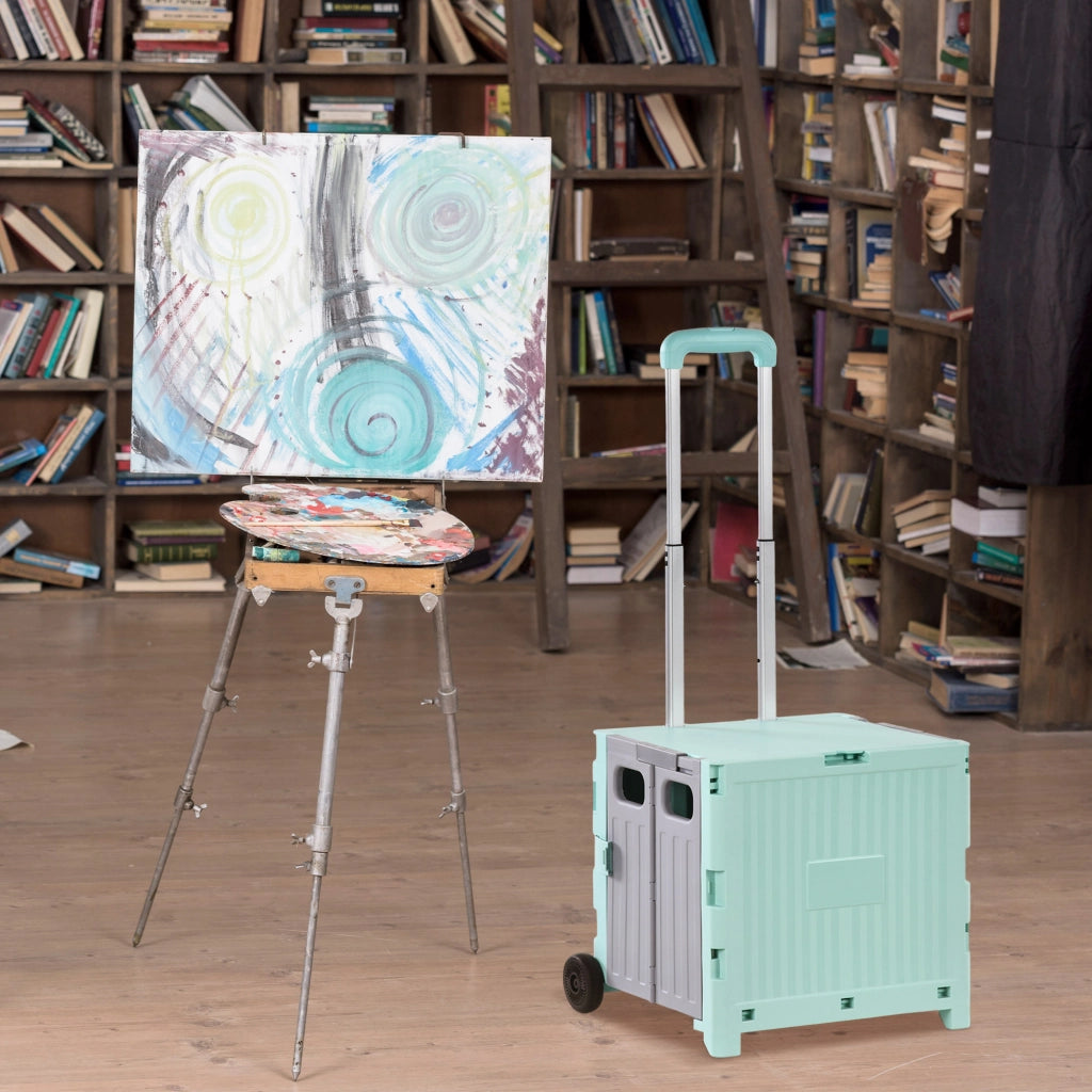 Carrello per Supermercato con 2 Ruote ¨C zephmum ¨C Verde 41.5x32.5x85 cm