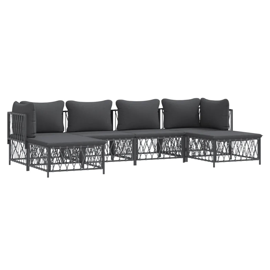 Set Salotto da Giardino 6 pz con Cuscini in Acciaio Antracite 3186901